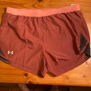 Large Under Armour UA heat gear fly by 2.rose pink and grey EUC